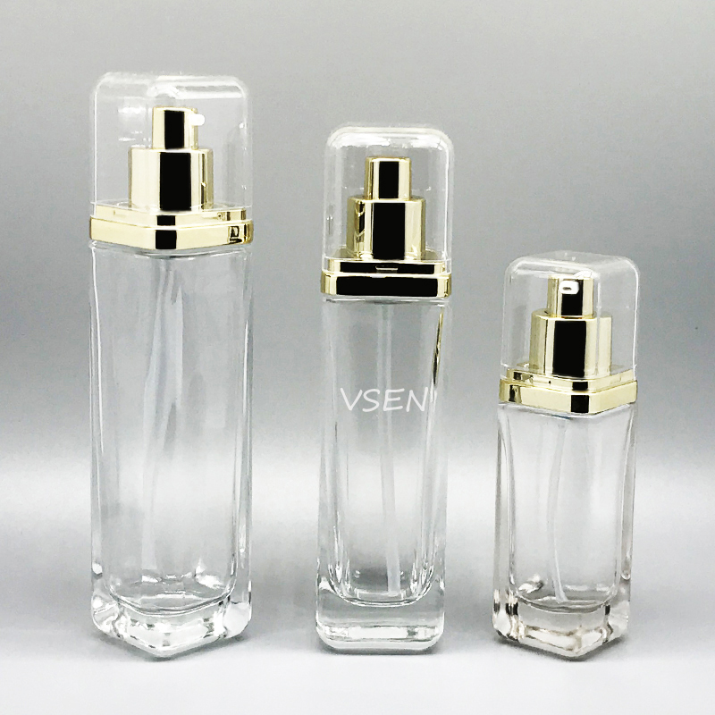 方形透明瓶子 透明罩子   玫瑰金盖子 现货玻璃瓶(图5)